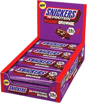 Snickers Hi-Protein Μπάρες με 15gr Πρωτεΐνης & Γεύση Peanut Brownie 12x50gr