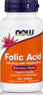 Folic Acid 800mcg with Vitamin B12 250 ταμπλέτες - Now