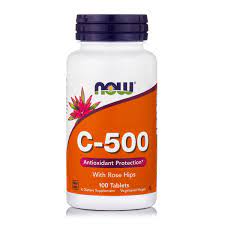 Vitamin C 500 with Rose Hips 100 ταμπλέτες - Now / Αντιοξειδωτική Βιταμίνη C-50