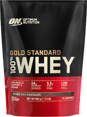 Optimum Nutrition Gold Standard 100% Whey Πρωτεΐνη Ορού Γάλακτος Χωρίς Γλουτένη με Γεύση Double Rich Chocolate 450gr