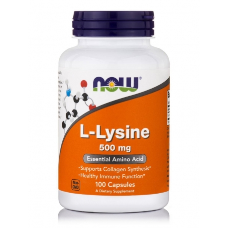 L-Lysine 500mg 100 κάψουλες - Now / L-Λυσίνη