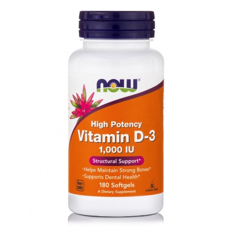 Vitamin D-3 1000 IU High Potency Vitamin 180 μαλακές κάψουλες - Now