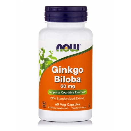 Ginkgo Biloba 60 mg 60 Veg Capsules - Now Foods