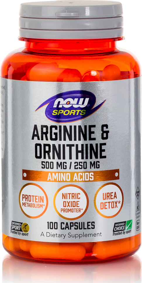 Now Foods L-Arginine & Ornithine 500/250mg 100 Κάψουλες
