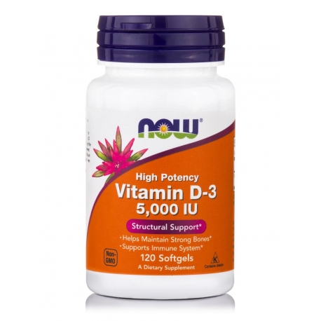 Vitamin D-3 5000 IU 120 μαλακές κάψουλες - Now / Βιταμίνη D3