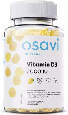 Osavi Vitamin D3 Βιταμίνη για Ανοσοποιητικό 2000iu Λεμόνι 60 ζελεδάκια