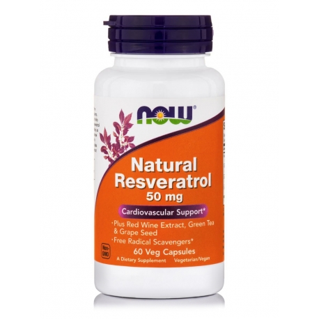 Natural Resveratrol with Red Wine Extract, Green Tea & Grape Seed, 50mg - 60 caps - Now