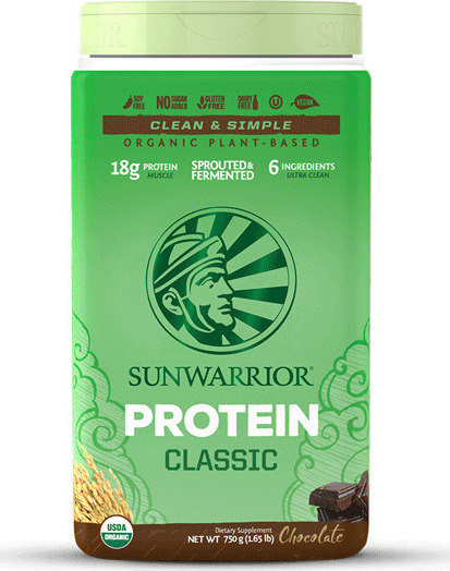 Sunwarrior Classic Καστανού Ρυζιού Χωρίς Γλουτένη & Λακτόζη με Γεύση Σοκολάτα 750gr