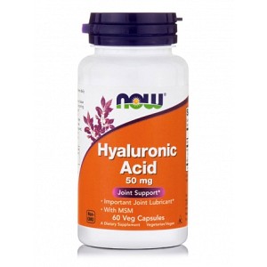 Hyaluronic Acid with MSM, 50mg - 60 vcaps NOW Foods