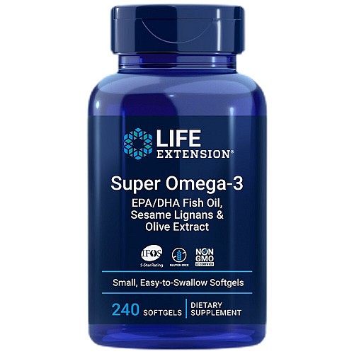 Life Extension Super Omega-3 | With Sesame Lignans & Olive Extract 240 Softgels