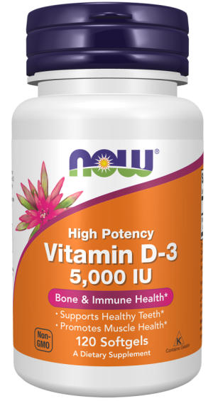 Vitamin D-3 5000 IU 120 μαλακές κάψουλες - Now / Βιταμίνη D3