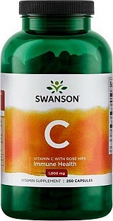 Swanson Vitamin C with Rose Hips 1000mg 250 κάψουλες