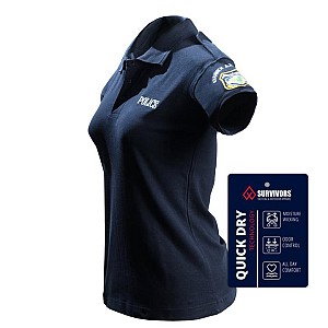 Polo Γυναικείο Αστυνομίας Quick Dry με κέντημα μονόχρωμο (Μπλε)
