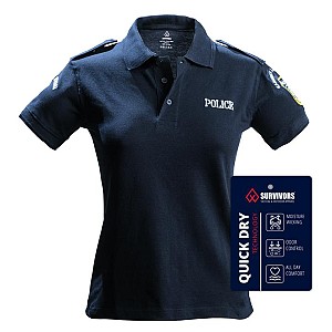 Polo Γυναικείο Αστυνομίας Quick Dry με κέντημα μονόχρωμο (Μπλε)